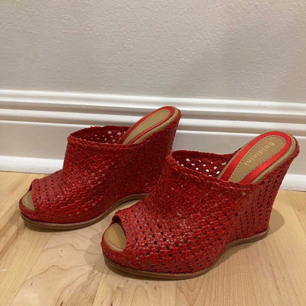 Baldinini Red Woven Wedges Size 37